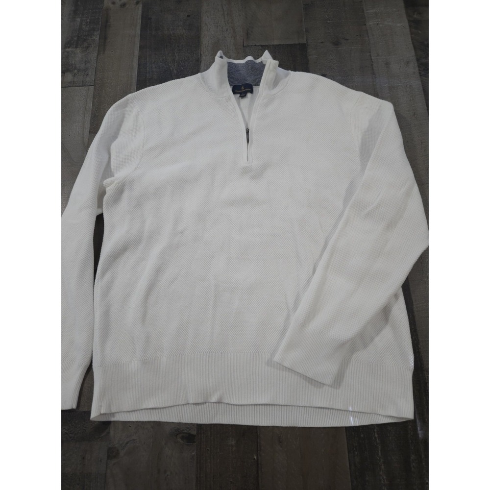Brooks Brothers Sport 1818 Collection Textured Quarter-Zip Sweater bright white
